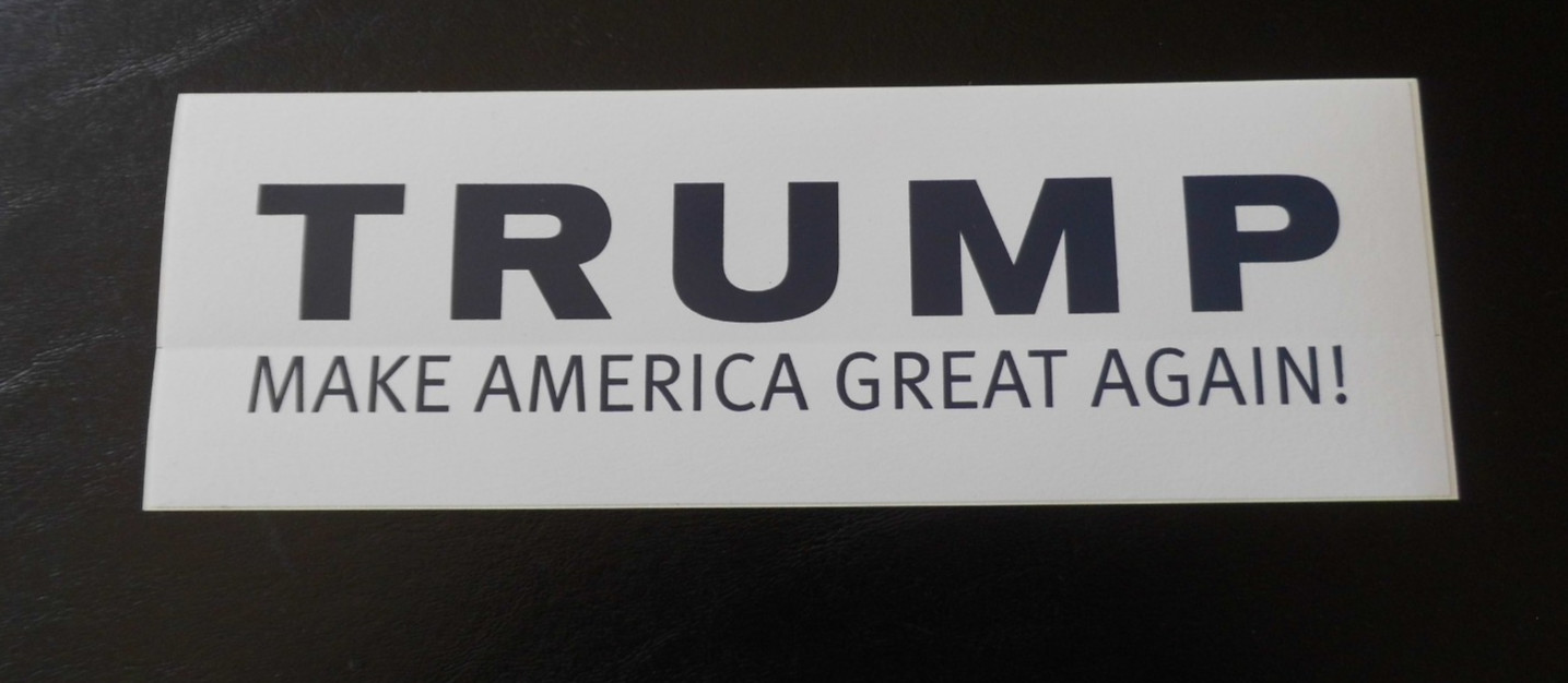 (GRB-10) Donald Trump 2016 Make America Great Again White Bumper Sticker 9×3