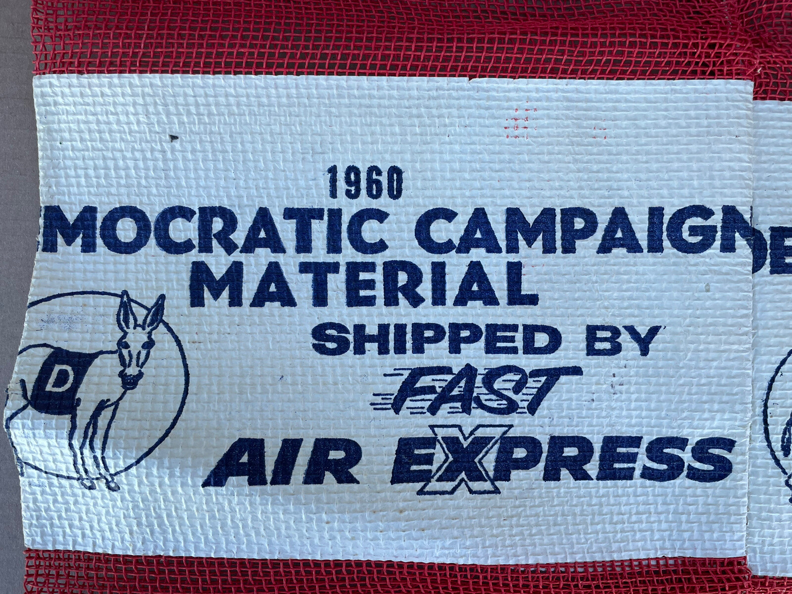 VINTAGE 1960 DEMOCRATIC CAMPAIGN MATERIAL BEMIS MAIL BAG JFK KENNEDY ELECTION