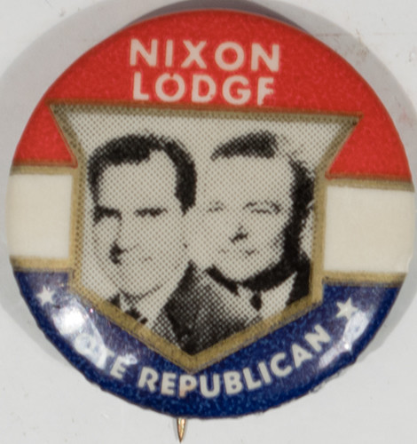 1960 1″ NIXON-LODGE JUGATE SHIELD BUTTON; ONE OF THE KEY 1960 NIXON BUTTONS MINT