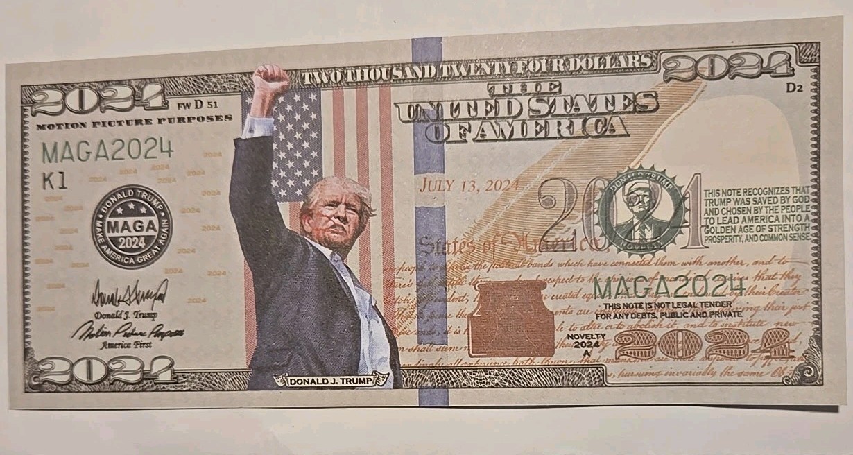 2024 Dollar Donald Trump MAGA Novelty Bill Butler PA ASSASSINATION FIGHT PHOTO