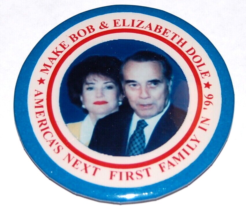 1996 BOB DOLE ELIZABETH campaign pin pinback button political president election