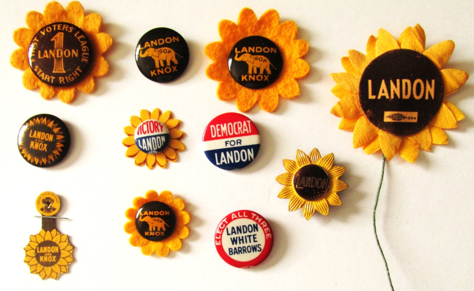 Eleven (11) Different Alf Landon For President 1936 Pinback Button s