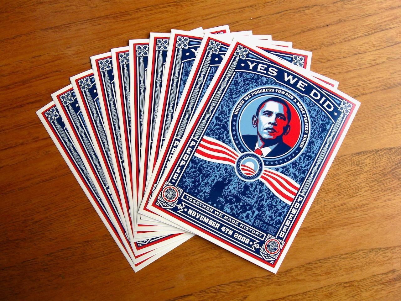 Lot of 10 Obama Yes We Did stickers November 4th 2008 People Powered