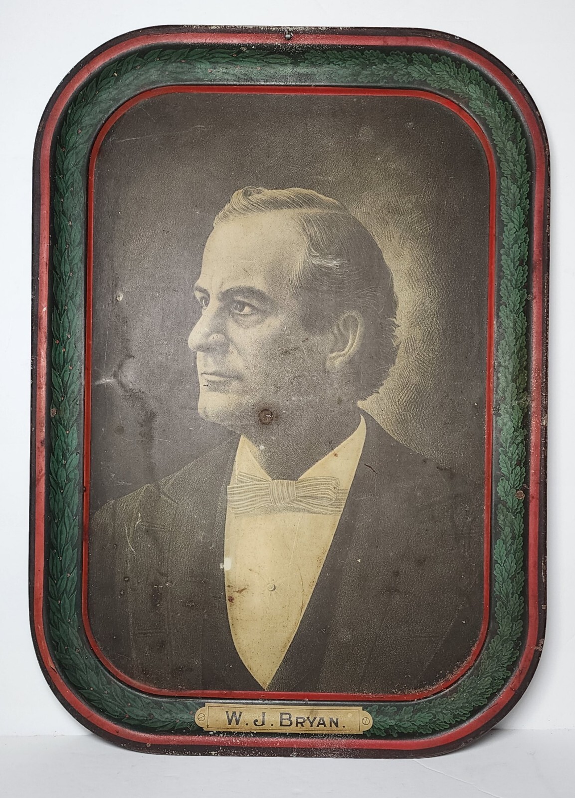 Antique William Jennings Bryan Memorial Tin Litho Serving Tray 1896 RARE