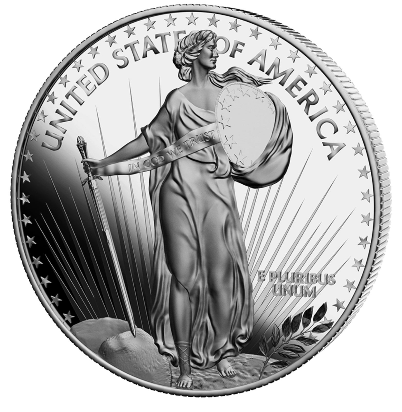 2021 Patriot Trump Silver Commemorative Coin, Reverse Standing Liberty Lady