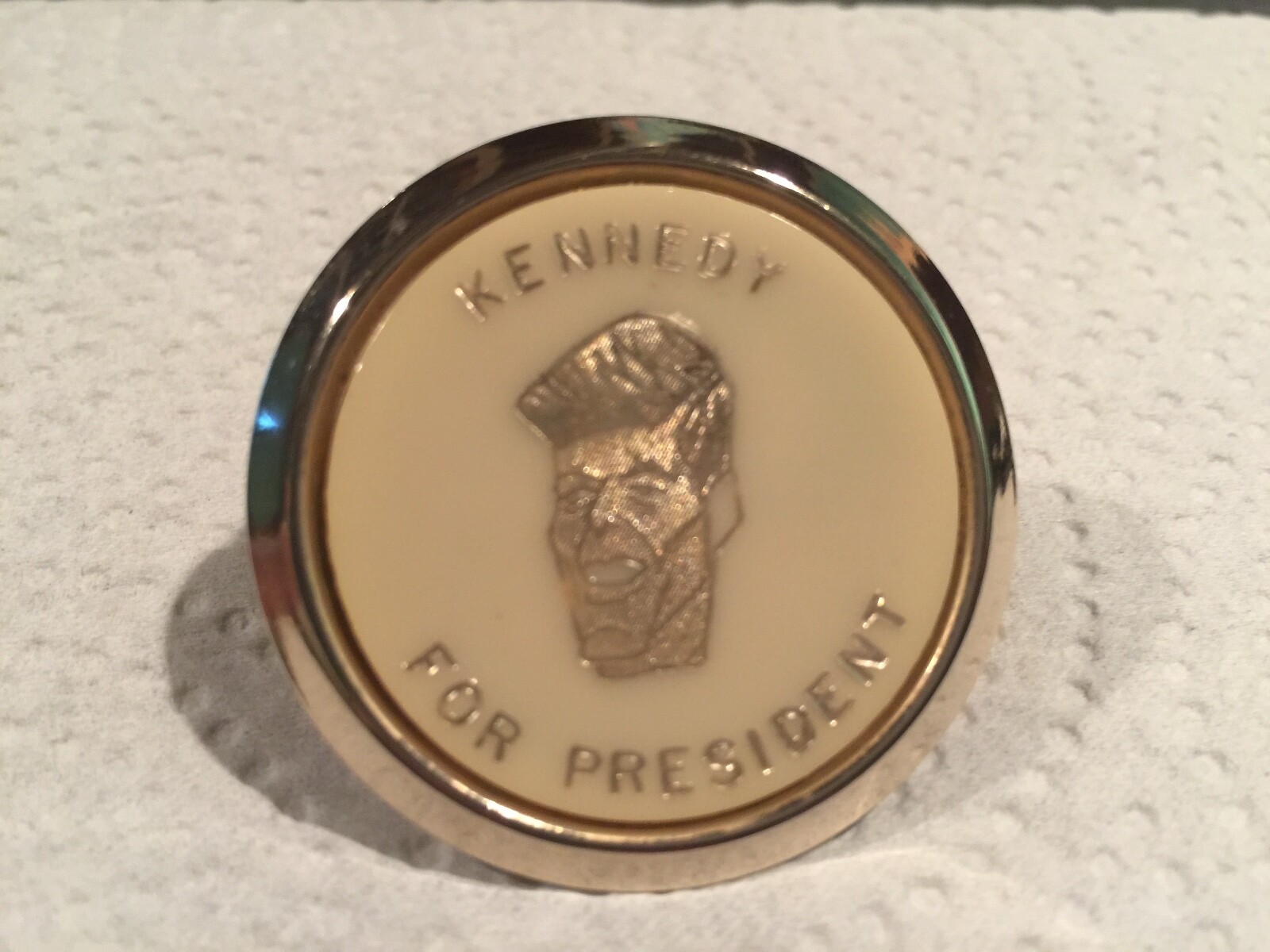 * RARE * Kennedy For President * Campaign Button Pin Tie Clasp * JFK *