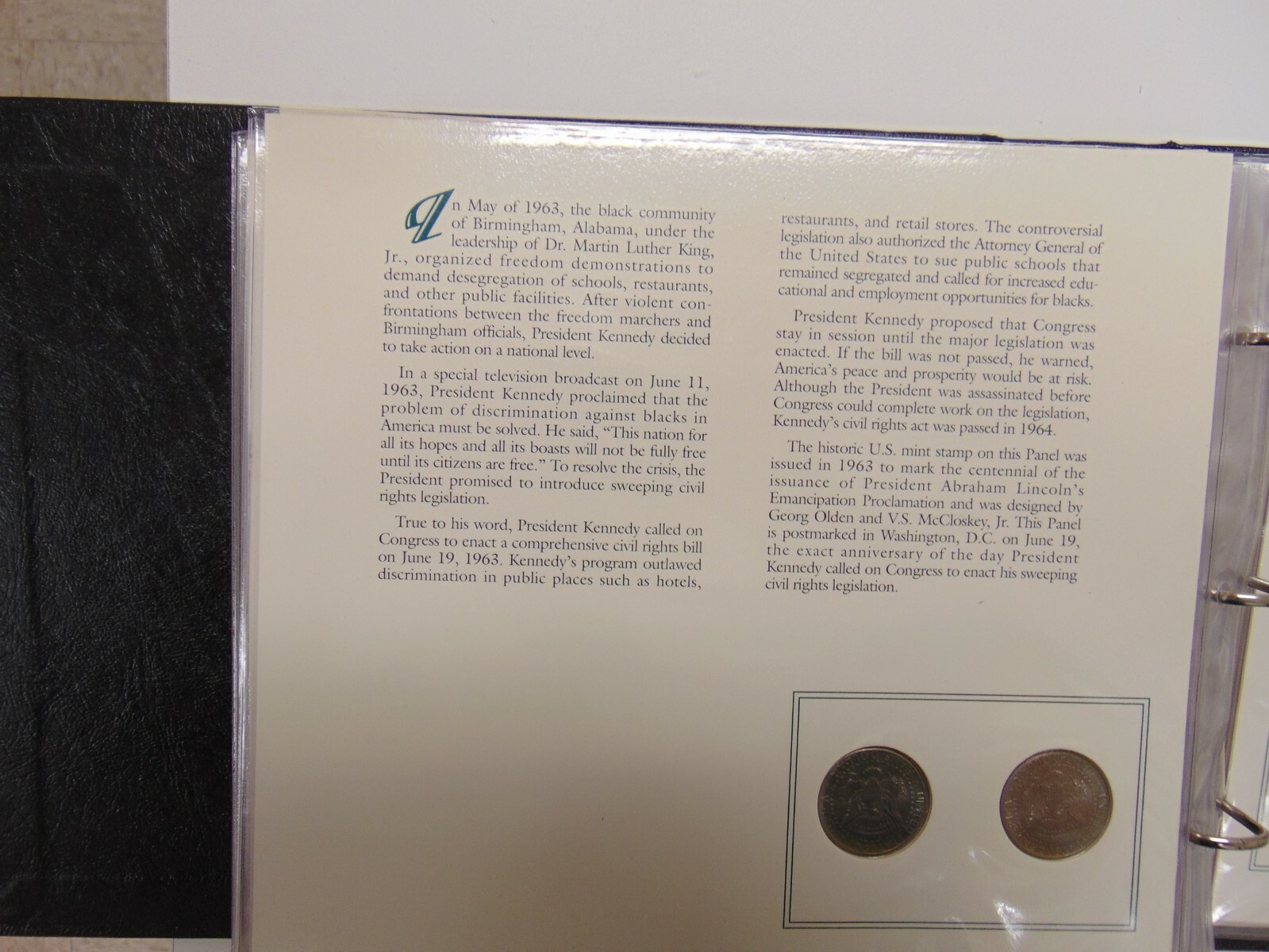 INFORMATION CARD HALF DOLLAR SET & STAMPS COMBO JOHN F KENNEDY CIVIL RIGHTS LEGI