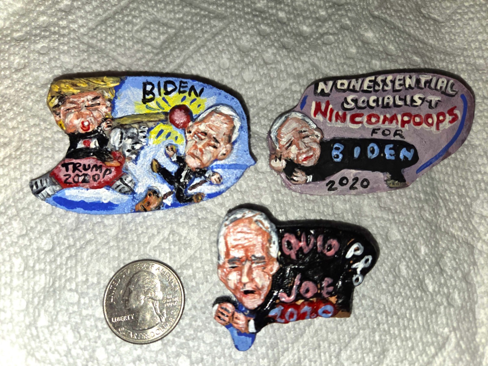 3 Biden Political Pins Folk Art 2020 – Artist Alan Ferster