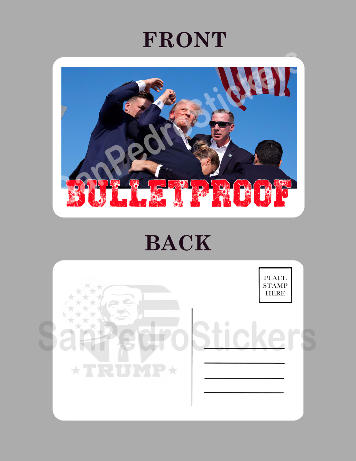 TRUMP – Bulletproof – 2024 – 4″ x 6″ Glossy Postcard 7/13 – Free Shipping!