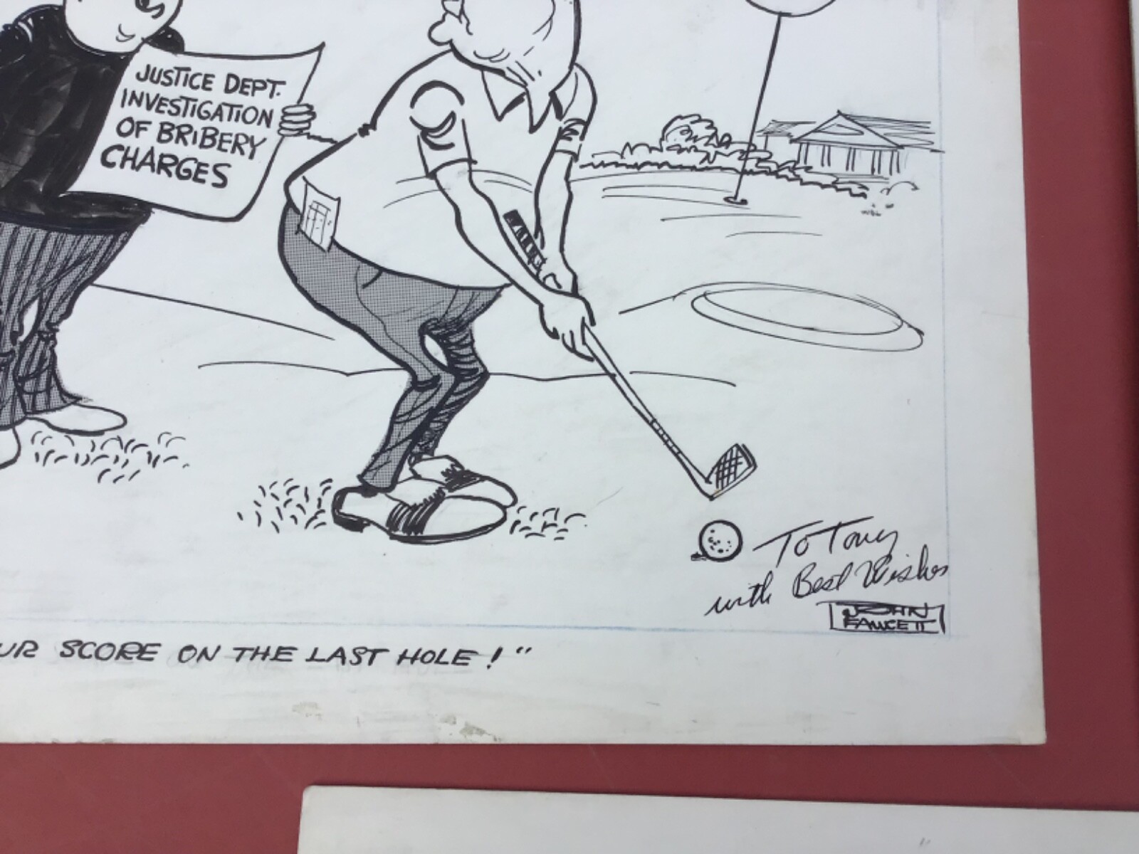 3 John Fawcett Political Pen & Inks Political Cartoons Nixon & Agnew