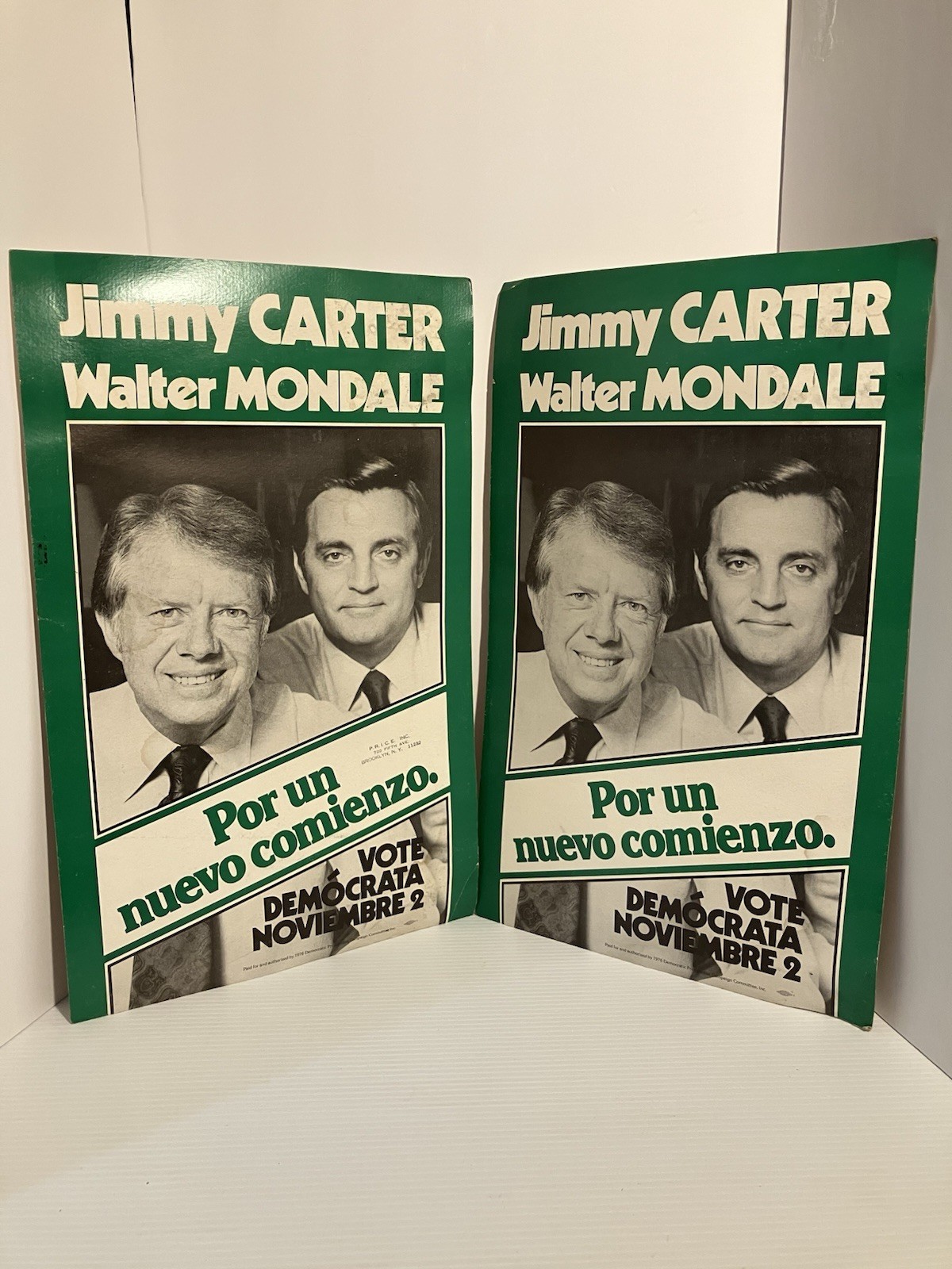 Vintage Set of Two 1976 Campaign Poster Carter/Mondale