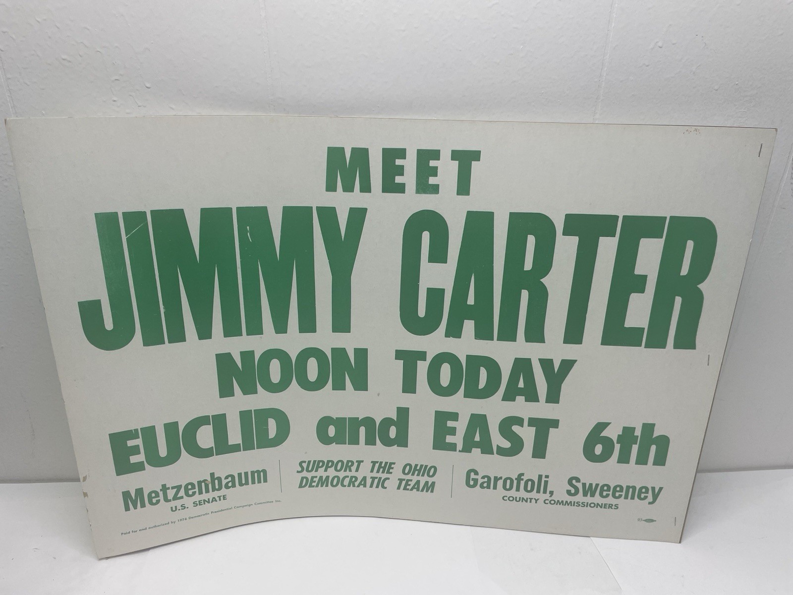 JIMMY CARTER POSTER POLITICAL RALLY BROADSIDE SIGN 1976 OHIO PRESIDENT CAMPAIGN