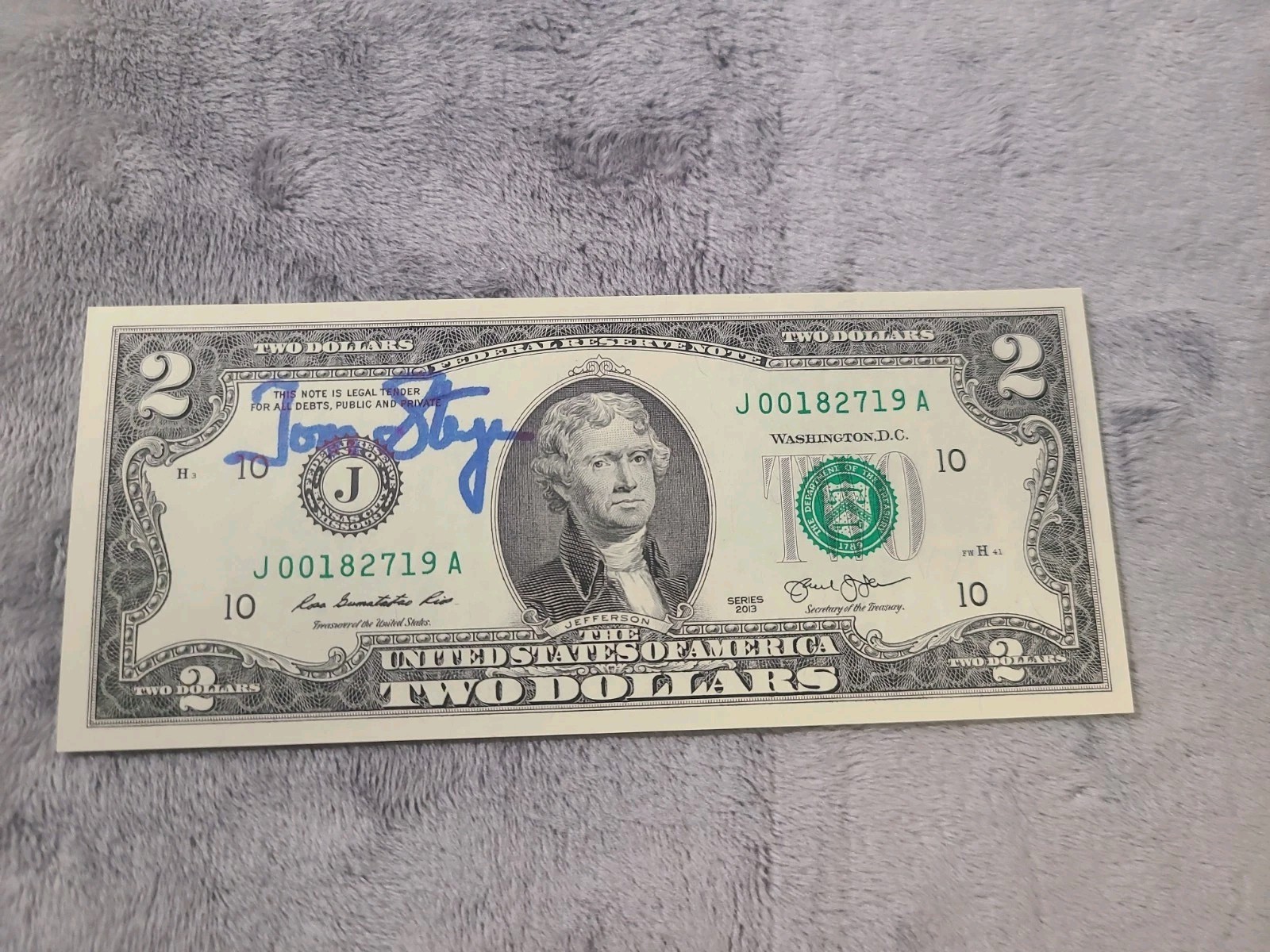 Tom Steyer Signed $2 Bill Presidential Candidate 2020 Billionaire Rare!