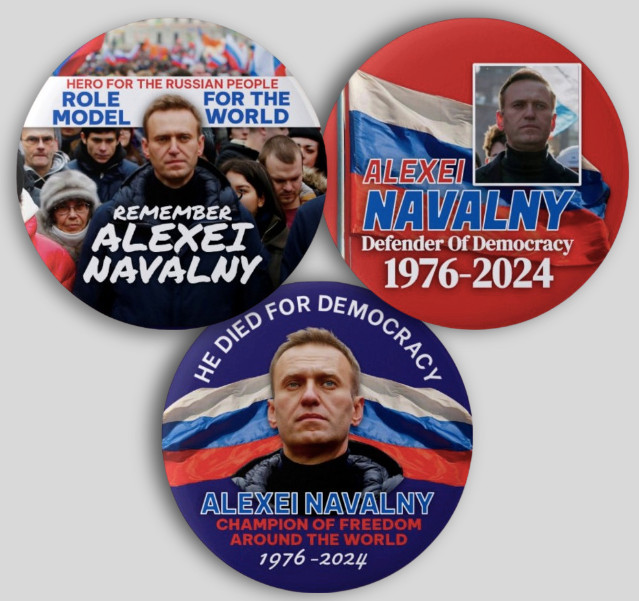 Alexei Navalny Commemorative Pin Buttons Russia Freedom Set Political 2.25″