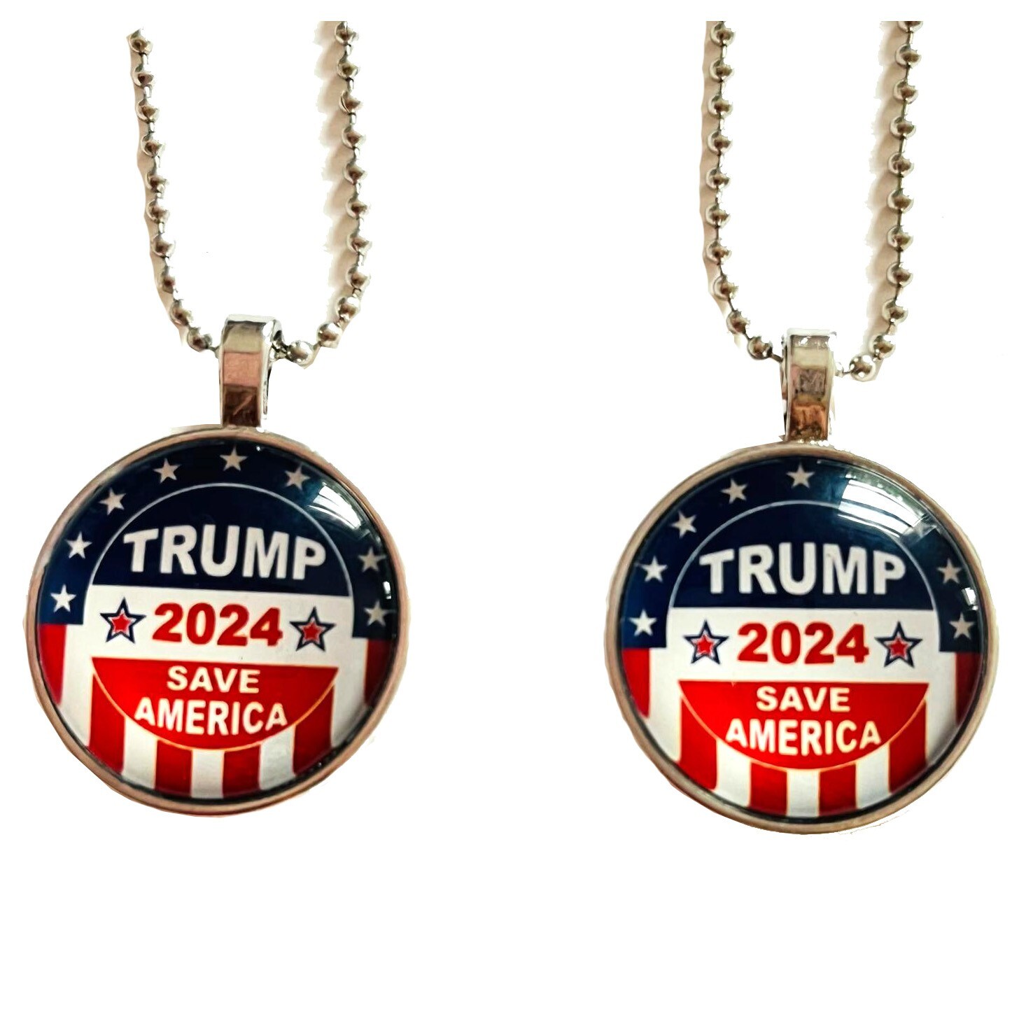 2 pcs Trump 2024 SAVE AMERICA Presidential Campaign Collectible Necklace