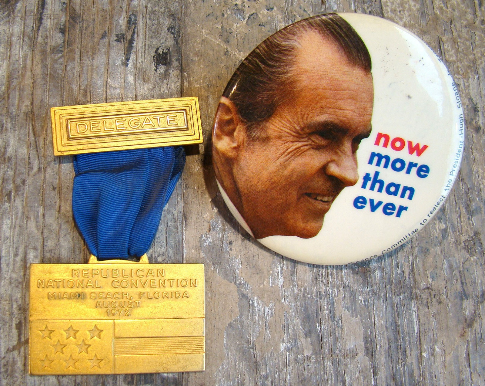 Nixon RNC Delegate Badge ~1972~ Miami Beach Florida Button Agnew Political RARE