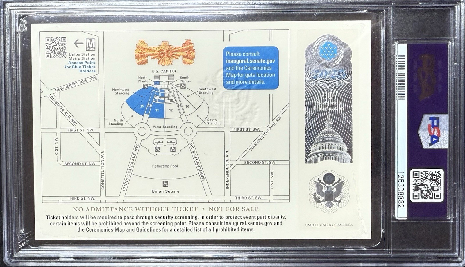2025 US President Phantom Ticket Donald Trump Inauguration BLUE PSA 8 NM-MT