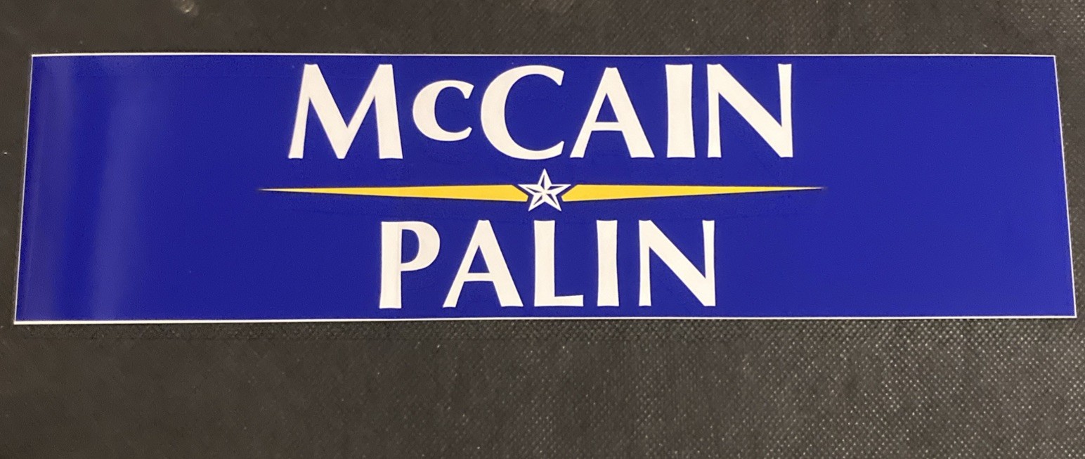 John McCain/Sarah Palin 2008 Presidential Campaign 11 1/2″ Bumper Sticker