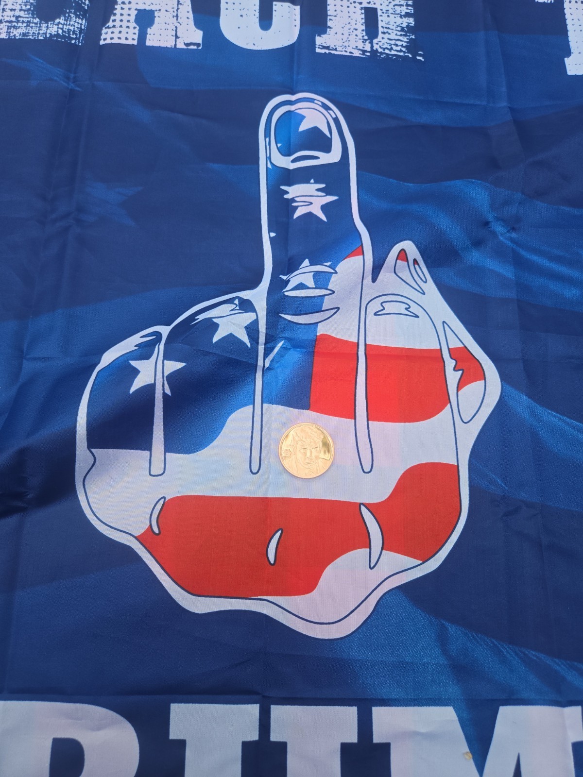 President Trump impeach this flag + copper Mug shot 1 oz. coin.