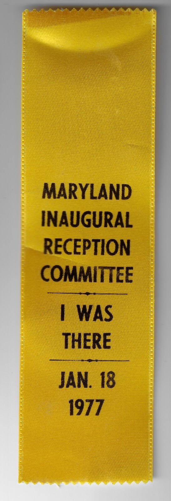 01/18/1977 Carter Mondale Maryland Inaugural Reception Committee Ribbon
