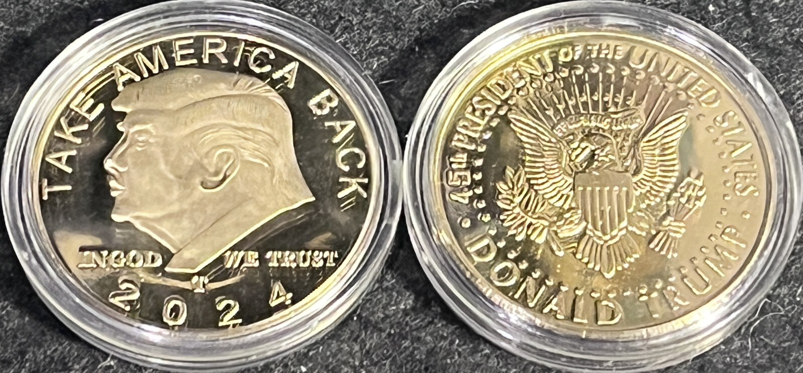 2024 Presidential Donald Trump “TAKE AMERICA BACK” – Gold Coin – MINT in CASE!
