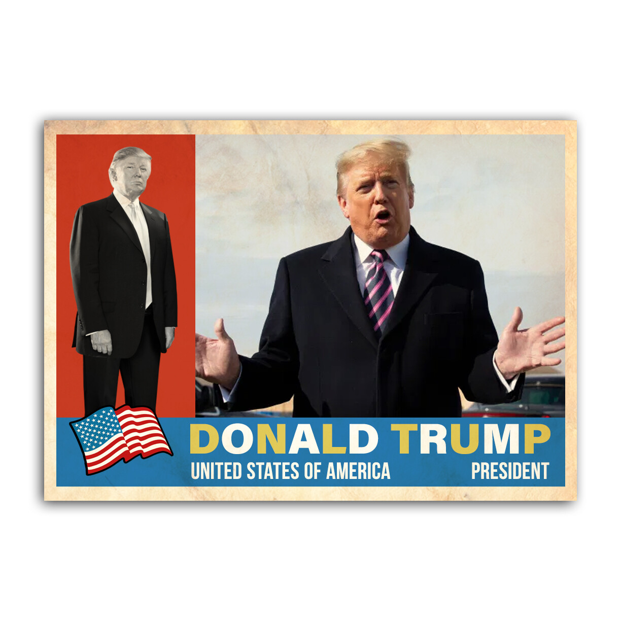 Donald Trump Novelty Custom 1960 Style Presidential Trading Card MAGA GOP