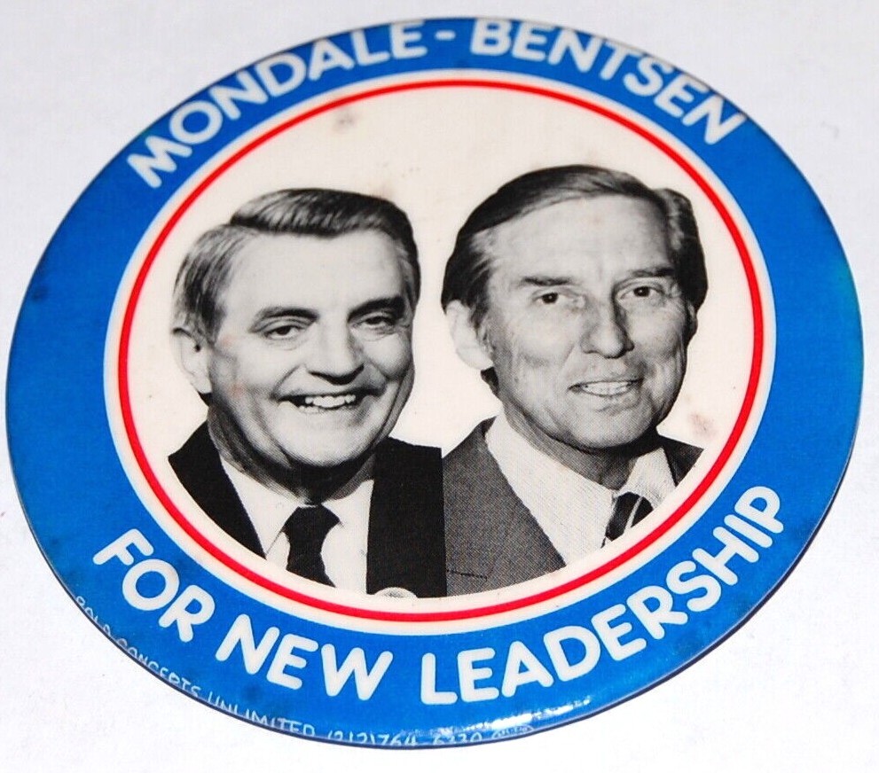 1984 WALTER MONDALE LLOYD BENTSEN 3″ campaign pin pinback button political