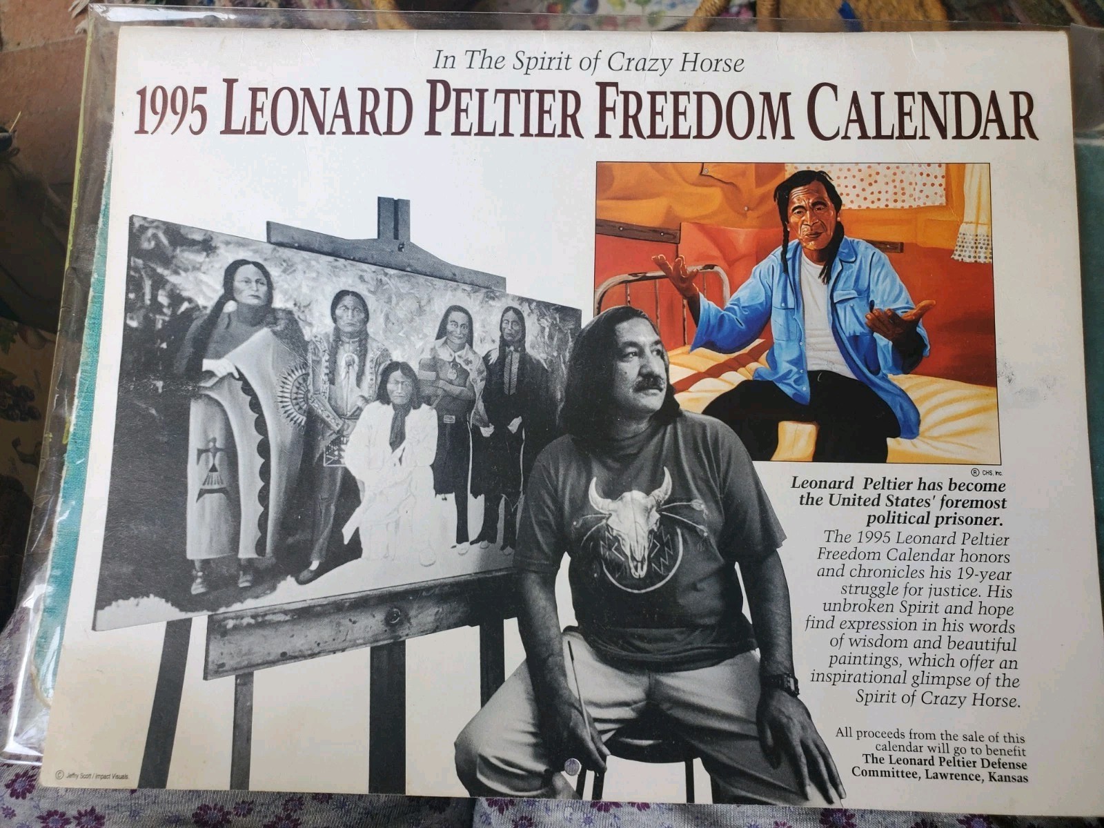 Leonard Peltier 1995 Freedom Calendar Patch Bumper Sticker & Poster