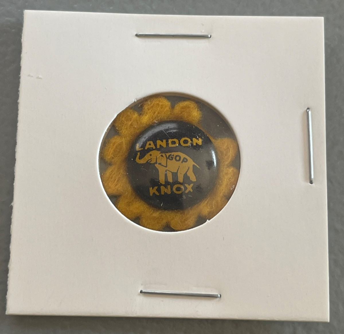 1936 Alf Landon and Frank Knox Presidential Campaign Sunflower Lapel Hat Button