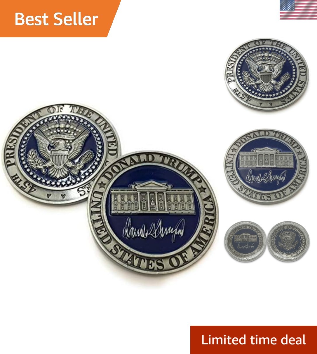 First-Edition Silver Plated Trump Challenge Coin Commemorating 2017 Inauguration