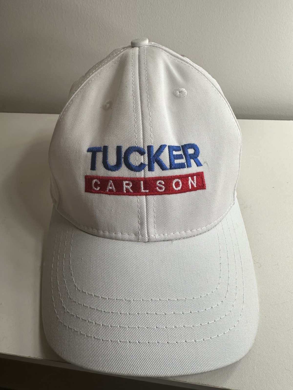 ACE Headwear by Caffeine Tucker Carlson White Cotton Hat with American Flag