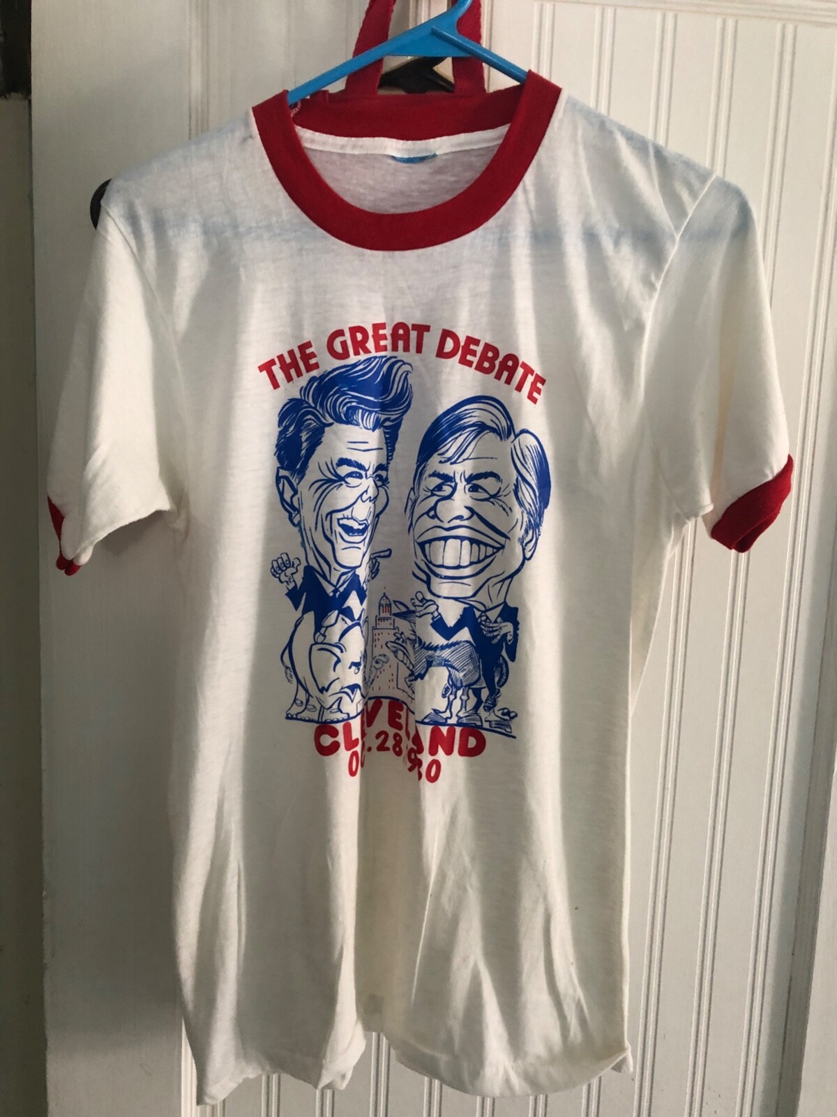 Vintage POLITICAL CAMPAIGN T-Shirt Great Debate Cleveland 1980 REAGAN CARTER