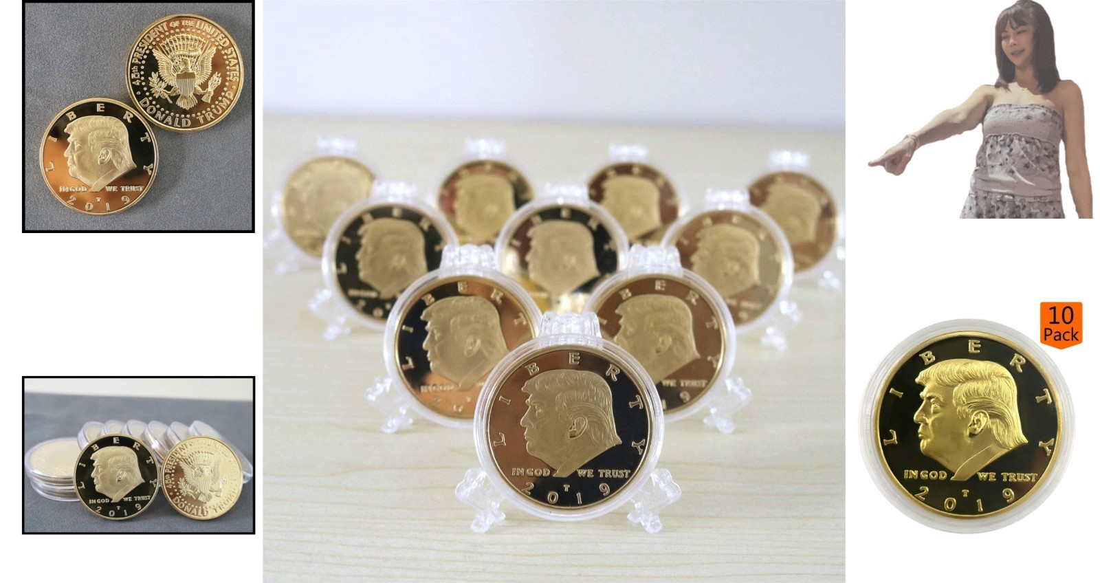 2019 Donald Trump Gold-Plated Commemorative Coins – 10 Durable Collector’s Set