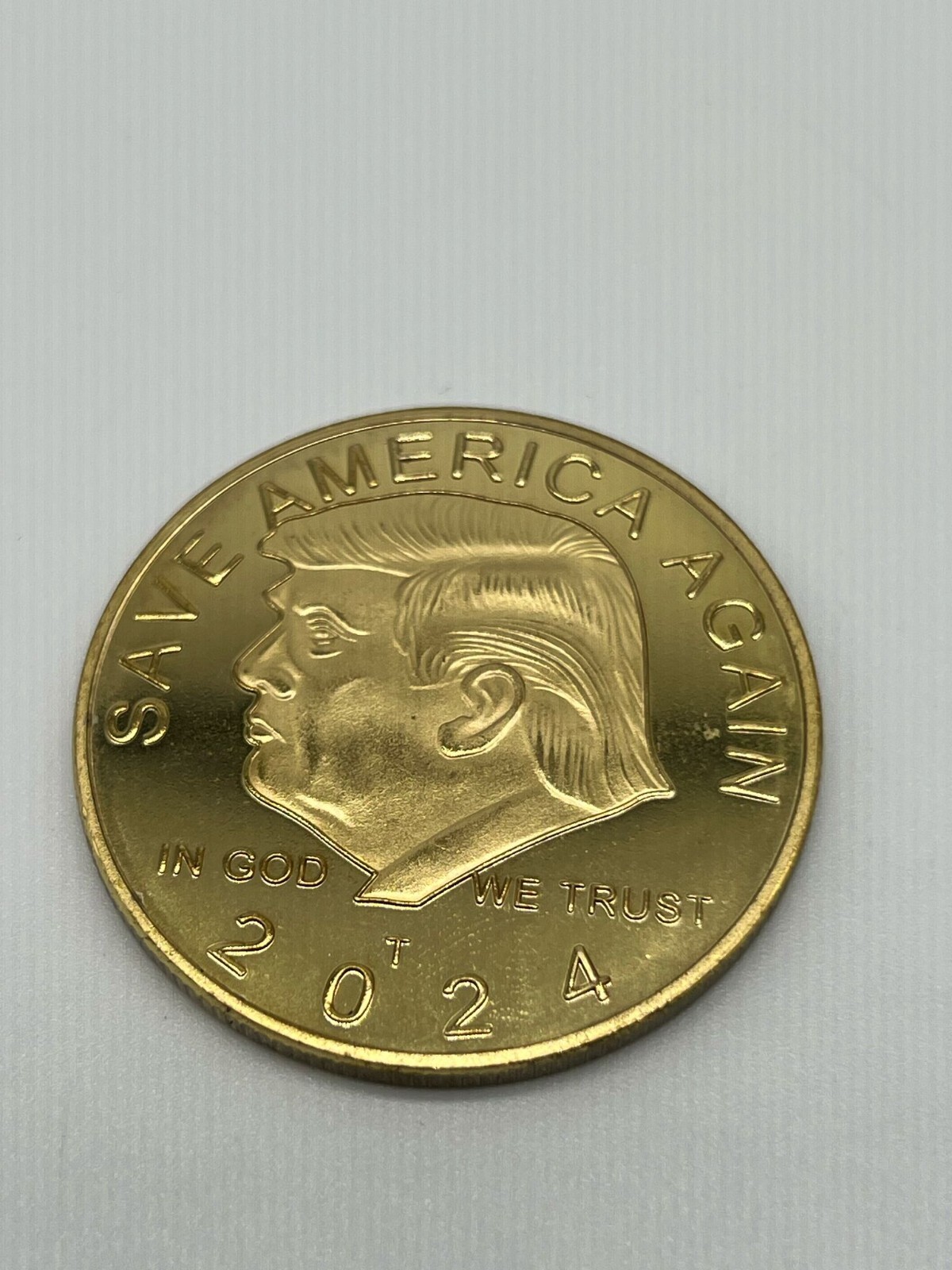 2024 Trump Coin Save America Again Gold Plated Blue Lets go Brandon Collectible