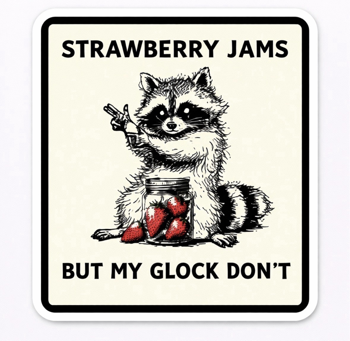 Strawberry Jams Glock Sticker Funny Sarcastic Laptop Water Bottle Hard Hat