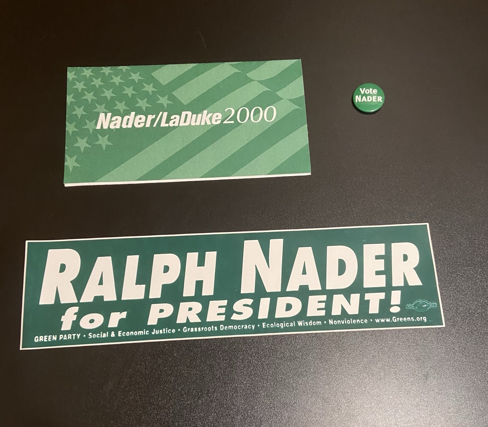 Ralph Nader 2000 Campaign LOT Pamphlet Bumper Sticker Decal RARE Button Pin Vntg