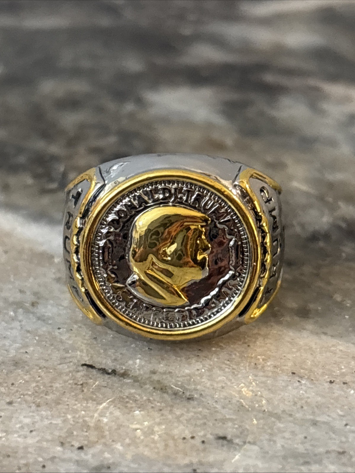 🇺🇸New Silvertone President Trump MAGA Make America Great Again Size 10 Ring