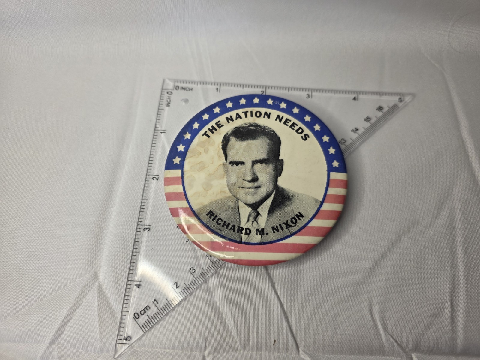 1960 Richard M Nixon Campaign The Nation Needs…Pin Back Button 3.5”