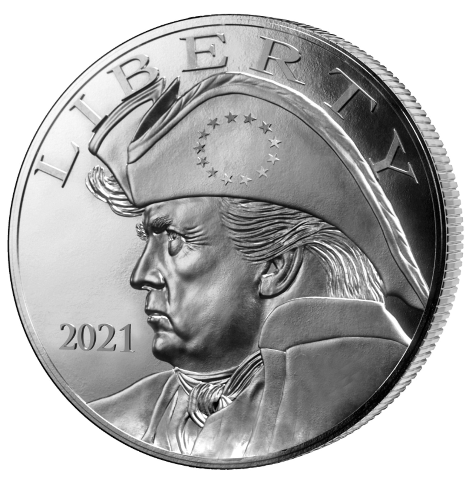 2021 Patriot Trump Silver Commemorative Coin, Reverse Standing Liberty Lady