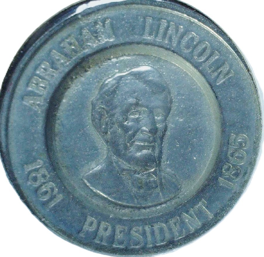 1776 – 1976 ABRAHAM LINCOLN COMMEMORATIVE MEDAL – LEAD FREE PEWTER – EC 7362