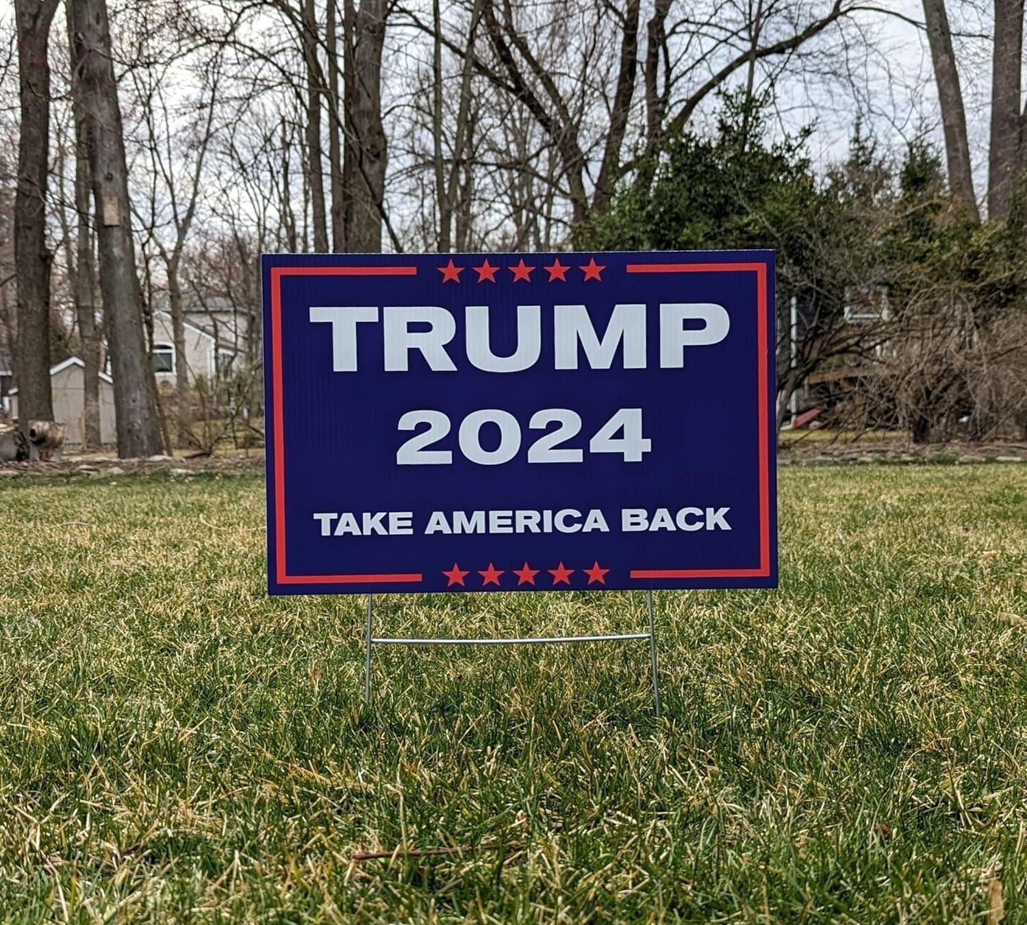 TRUMP 2024 TAKE AMERICA BACK 18″x12″ YARD SIGN WITH STAKE PENCE WHOLESALE USA