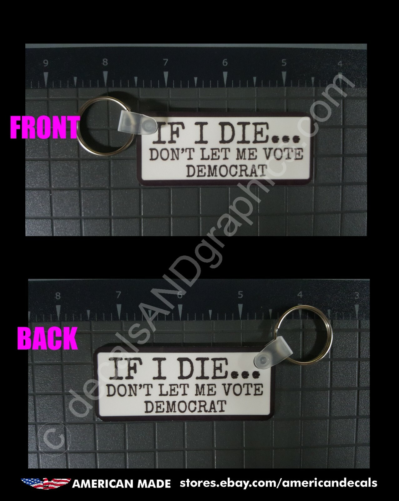 TRUMP 2020 2024 IF I DIE KEYCHAIN ANTI DEMOCRAT MAGA DEPLORABLE