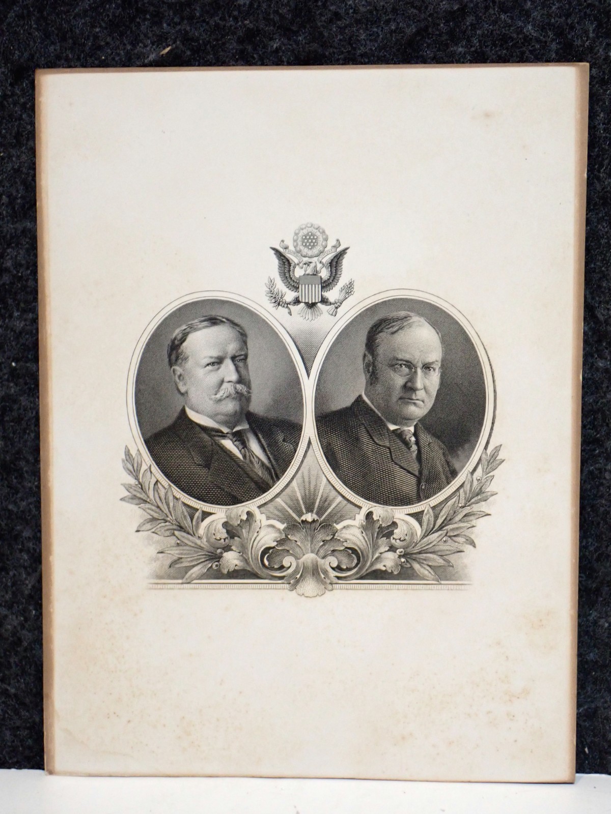 Original Vintage 1908 Taft Sherman Campaign Poster Engraving Presidential Jugate