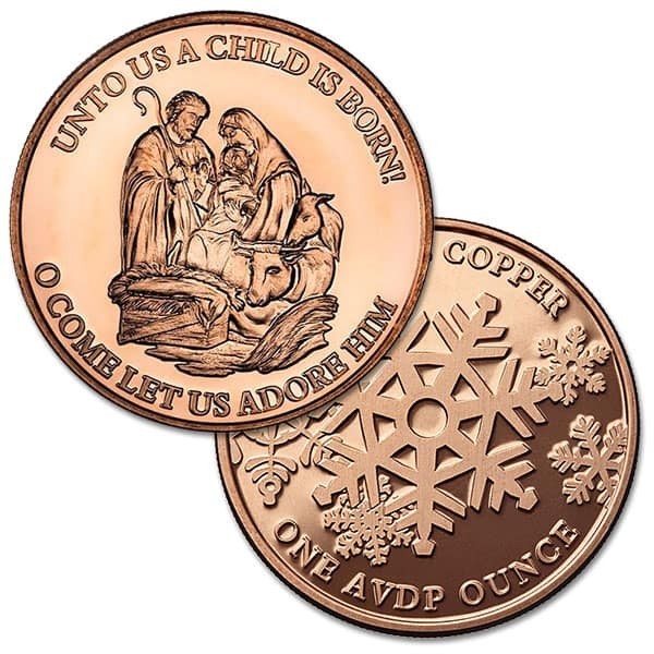 10-Piece Set: 1 oz Copper Christmas Nativity Rounds – .999 Pure BU
