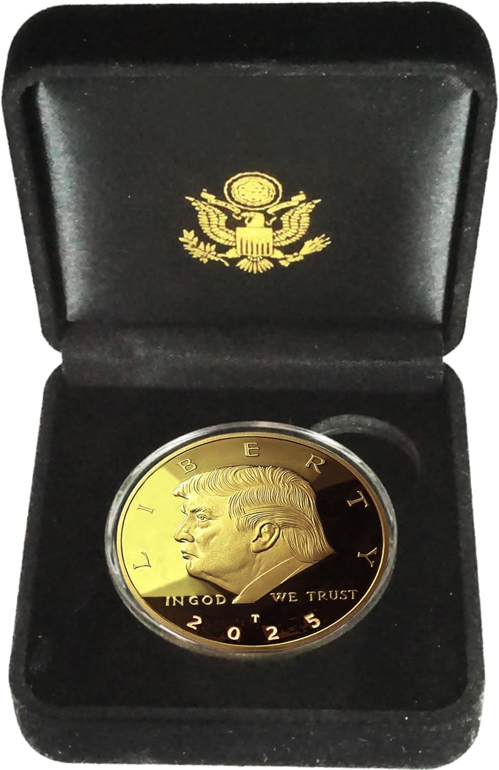 Donald J. Trump Won 2025 Gold Coin in Velvet Display Case – 47th Presidential Co