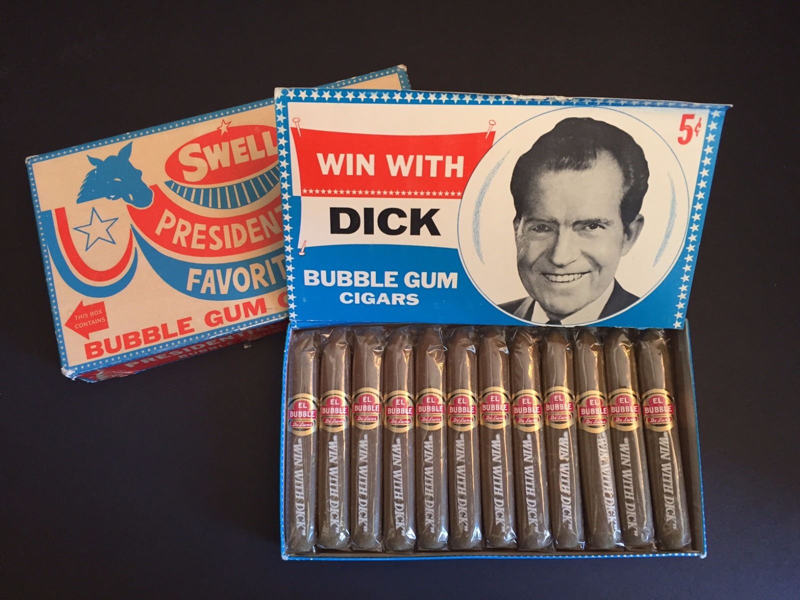 1968, Richard Nixon, “Un-Opened” Swell Bubble Gum Cigars (Scarce / Vintage)