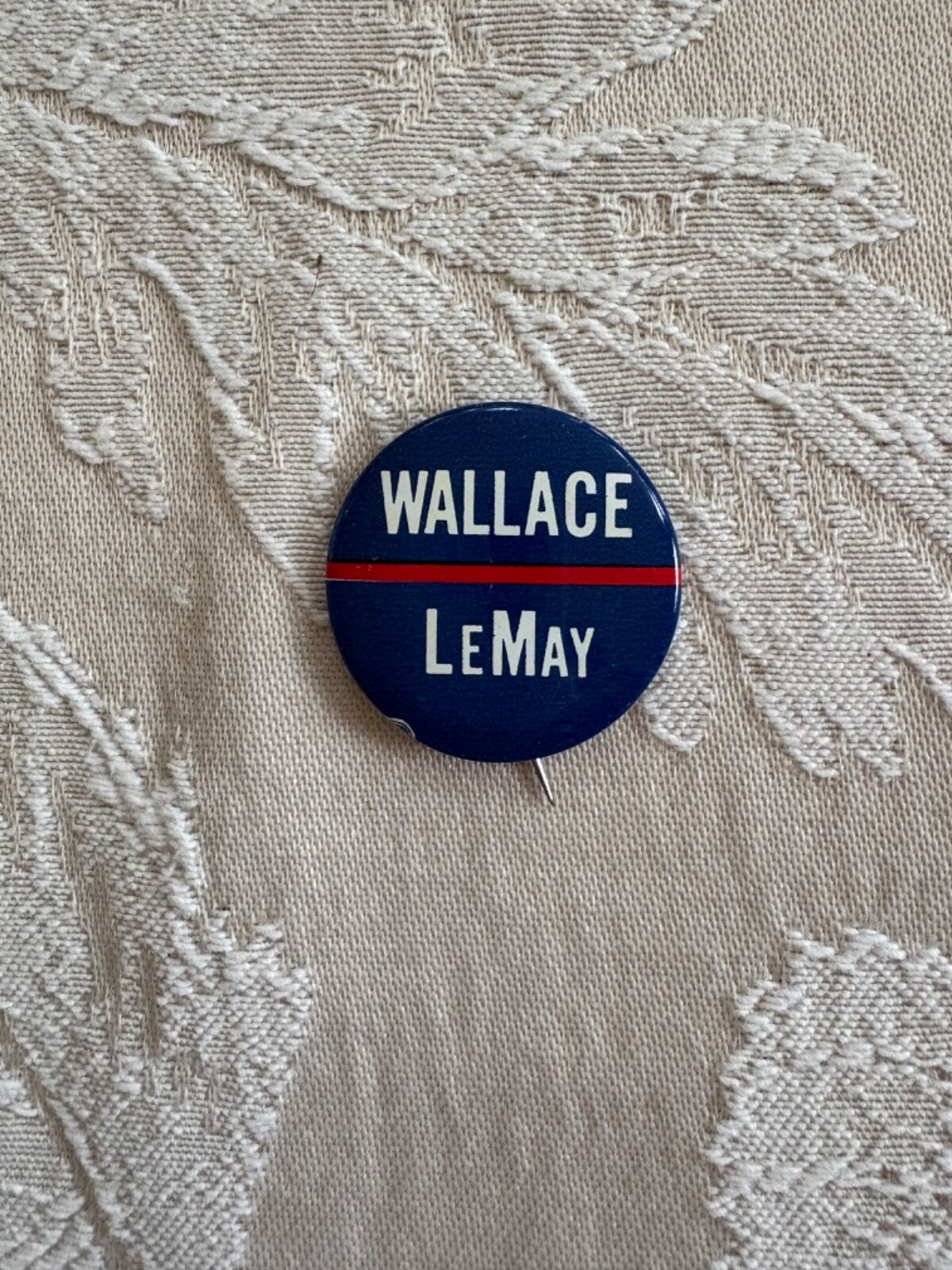 VINTAGE POLITICAL BUTTON LARGE PIN: WALLACE LeMAY, 1968 PRESIDENTIAL CAMPAIGN