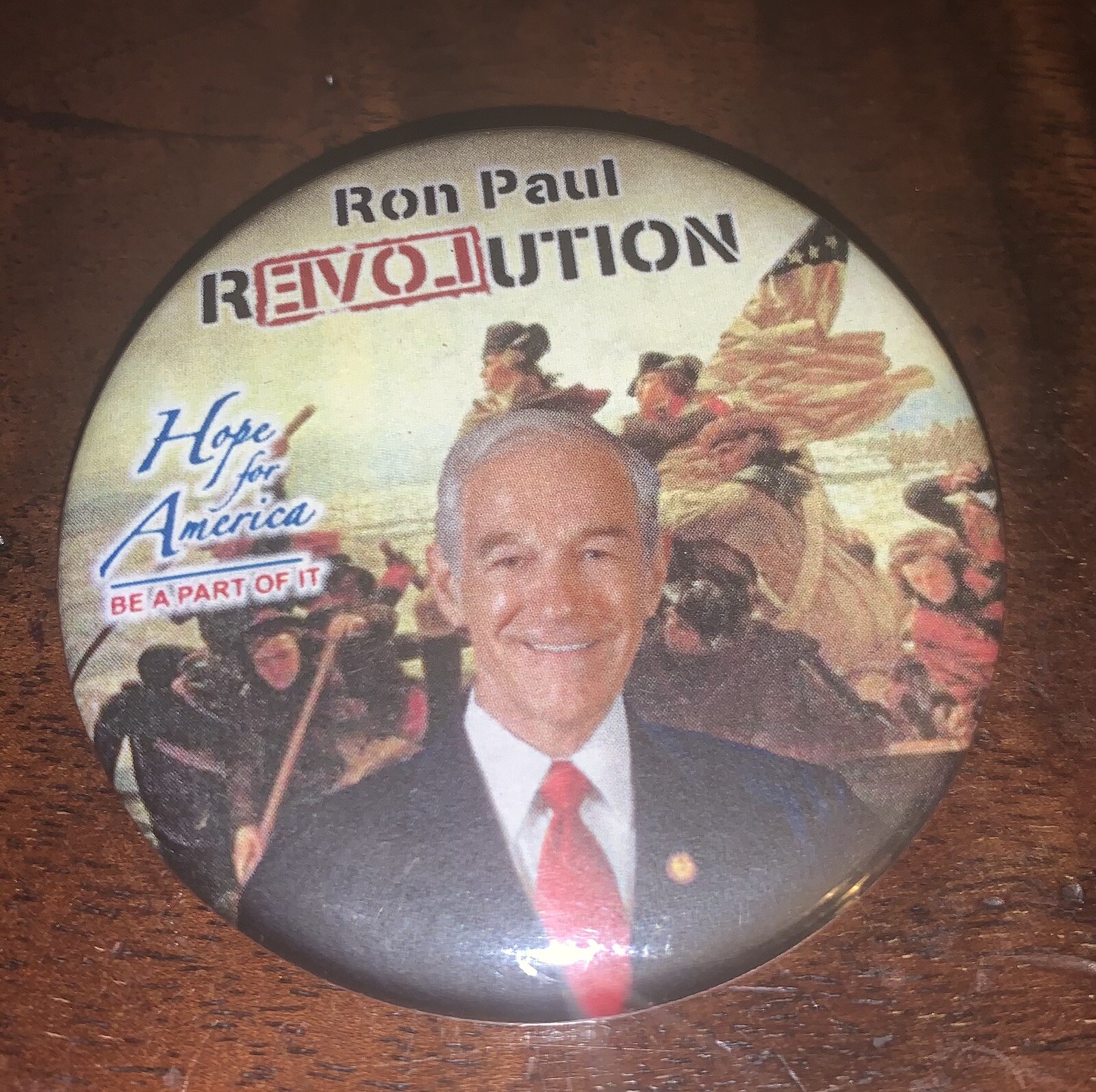 Political Campaign Pinback Button Pin Ron Paul Revolution Approx 2 1/4″