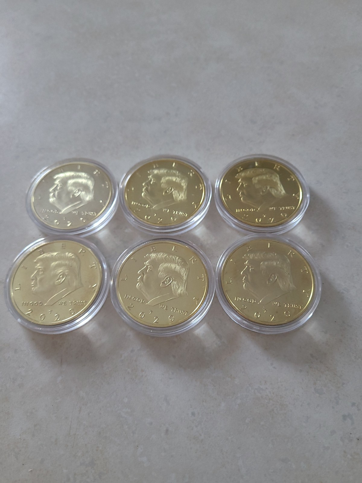 Donald Trump 2020 Gold Plated Collectible Coins Protective Case Lot Of 6 A3