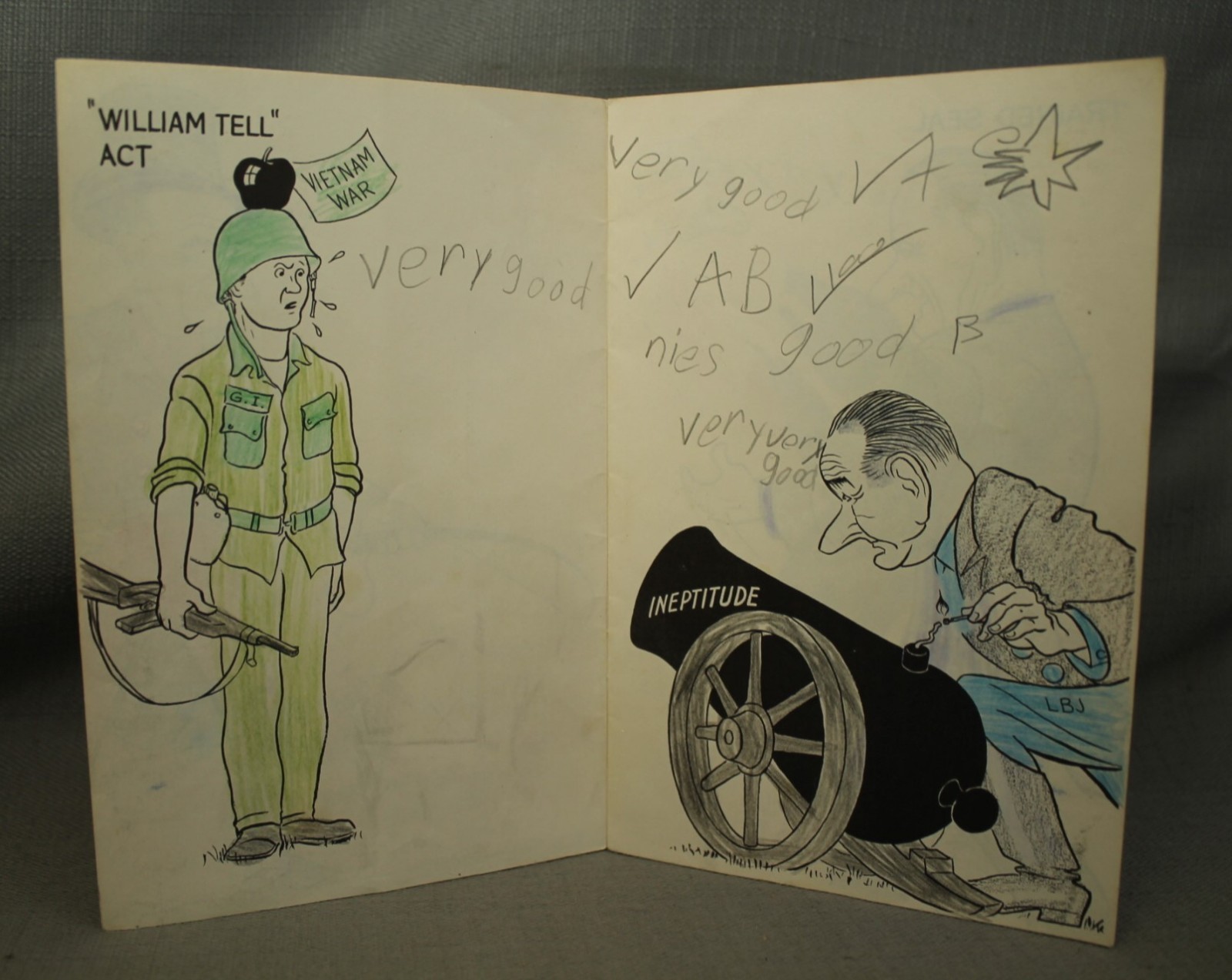 Vintage 1960s Political coloring book/booklet US president LBJ Tattooed Man